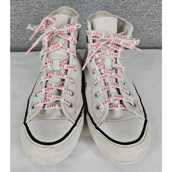 CONVERSE KIDS WHITE CHUCK TAYLOR ALL STAR EMBROIDERED HEARTS HIGH-TOPS SIZE 4 - Picture 3 of 13